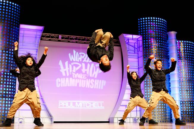 A-TEAM from the Philippines competes at 2012 World Hip Hop Dance Championships Sunday, August 5, 2012, at the Orleans Arena in Las Vegas.